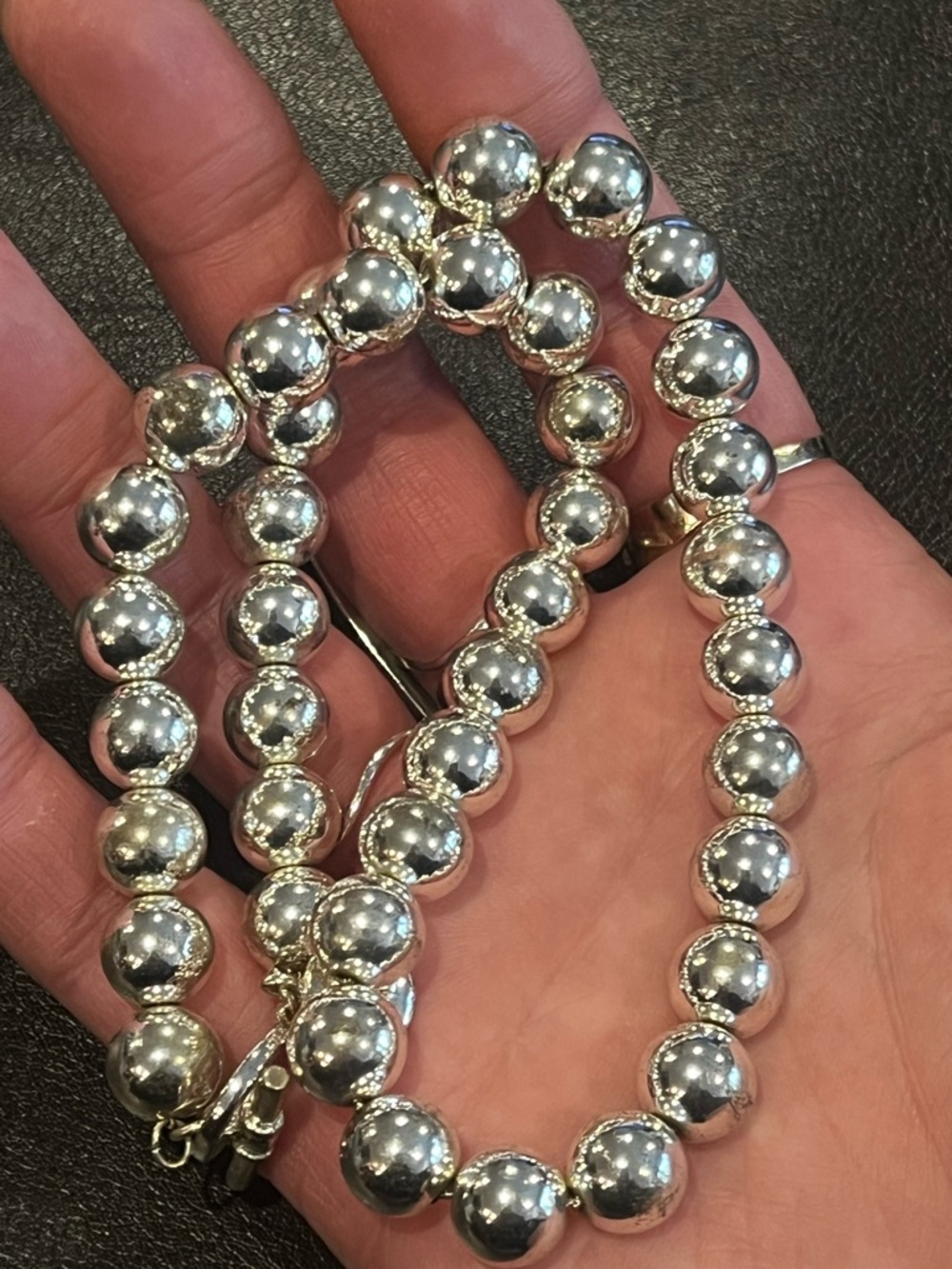 Vintage Ralph Lauren silver-plated bead ball necklace with toggle closure 16”